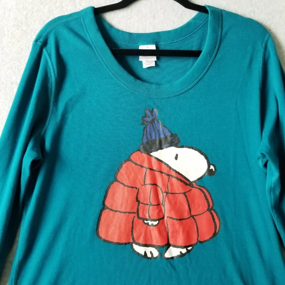 Hanna Andersson Peanuts Snoppy Organic Cotton T Shirt Lounge Top Adult Sz XXL - Picture 2 of 7